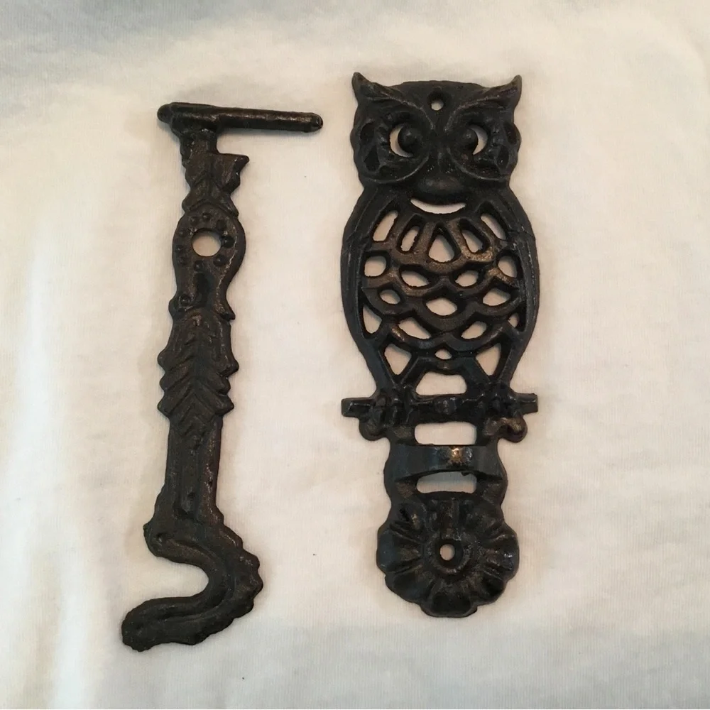 Black Owl Wall Hook - Decorative Cast Iron Wall Decor